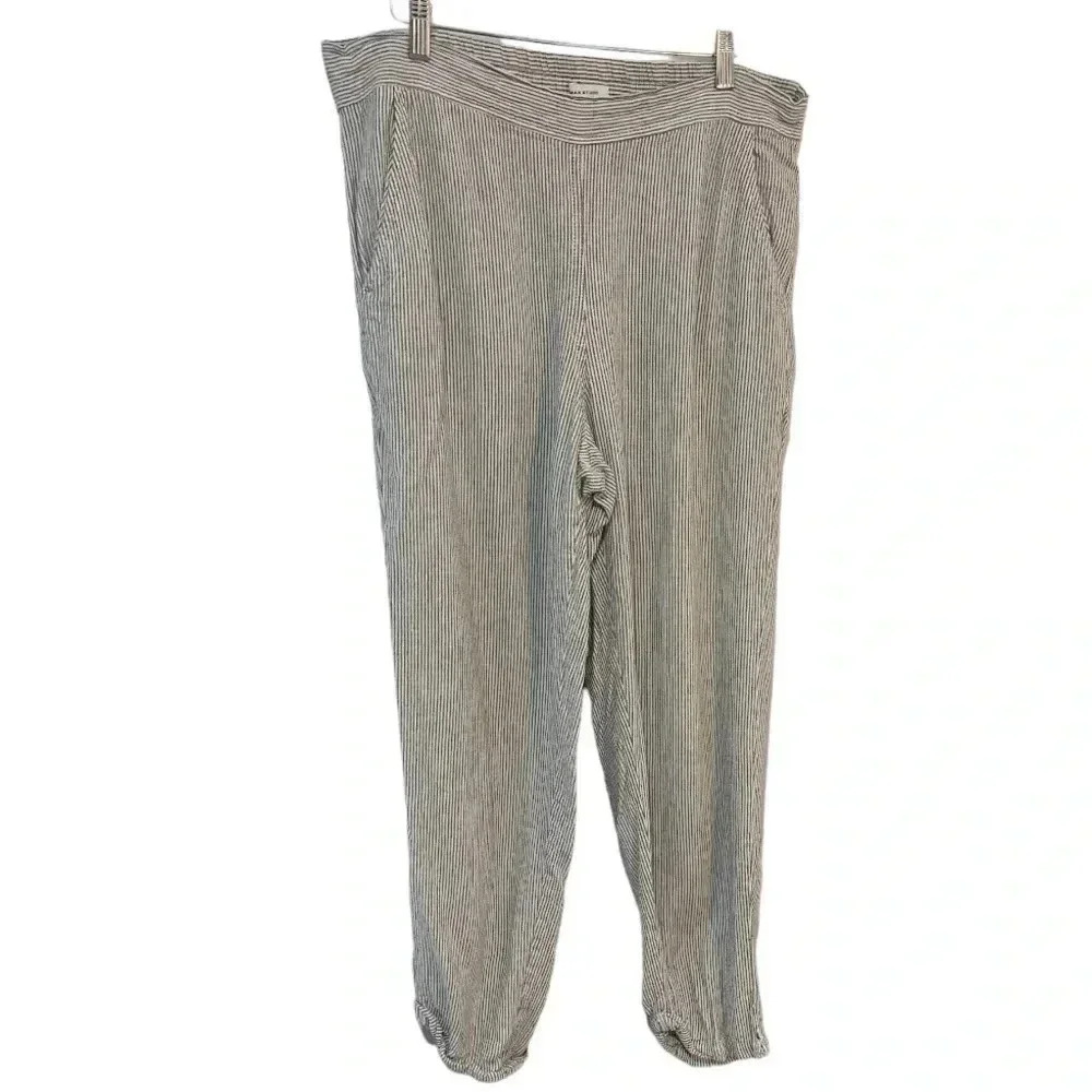Max Studio size XL grey and white striped linen blend pants - Picture 3 of 9